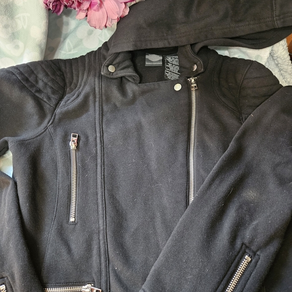 Harley-Davidson Jackets & Blazers - Harley-Davidson Vintage 1990s Biker Zip Cotton Black Jacket Medium EUC